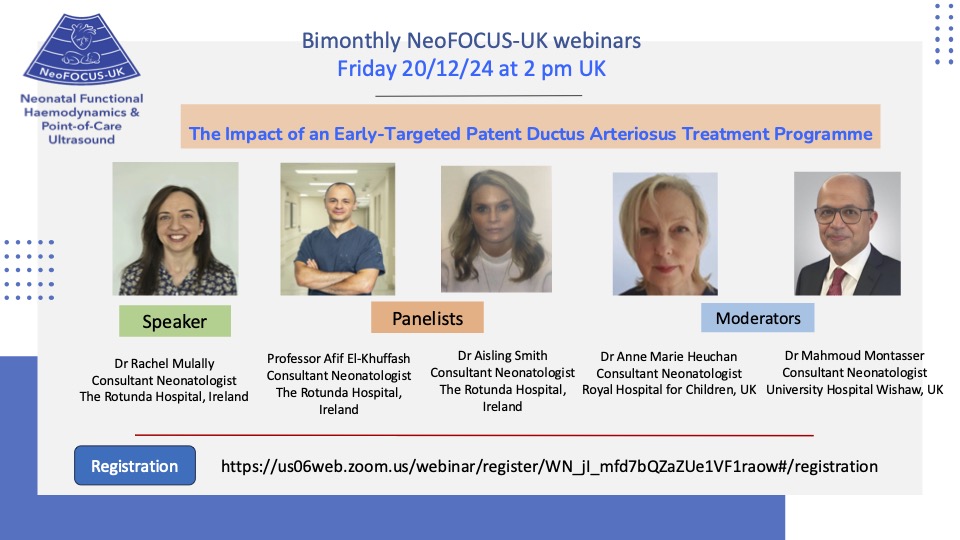 We are very pleased to have <a href="/RachelMullaly/">Rachel Mullaly</a> talking to us on Friday the 20th of December about the early targeted PDA treatment programme in <a href="/RotundaHospital/">The Rotunda Hospital</a> 

Registration: us06web.zoom.us/webinar/regist…