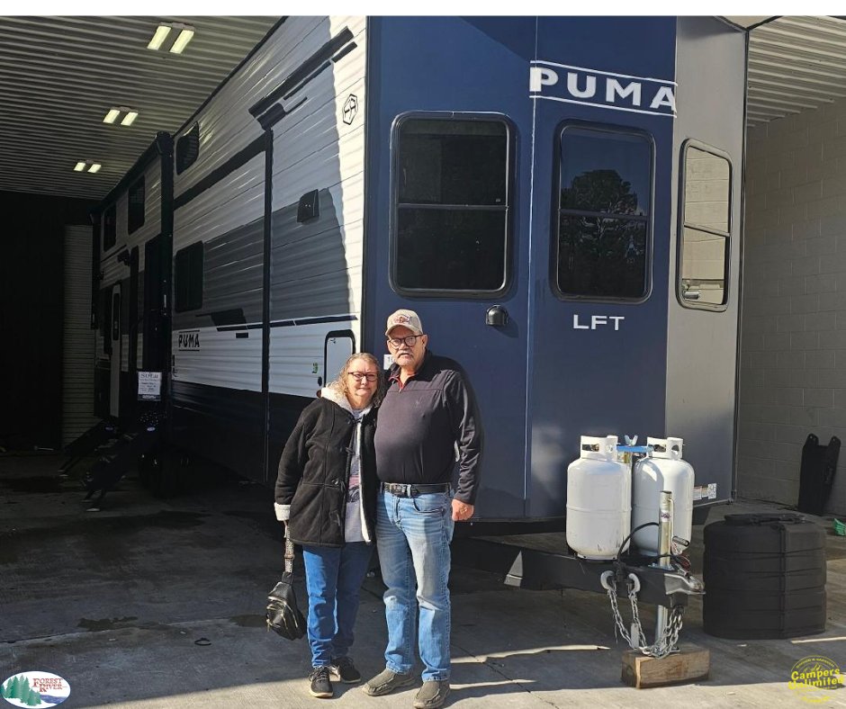CampersUnlimitd's tweet photo. Congratulations to the Guy family from Lincoln, Al. on your Puma by Forest River! Sales lady Babs Alvarez was happy to help! Thank you for shopping at our Oxford location! Let the good times begin! https://t.co/xJ9Uld10kp