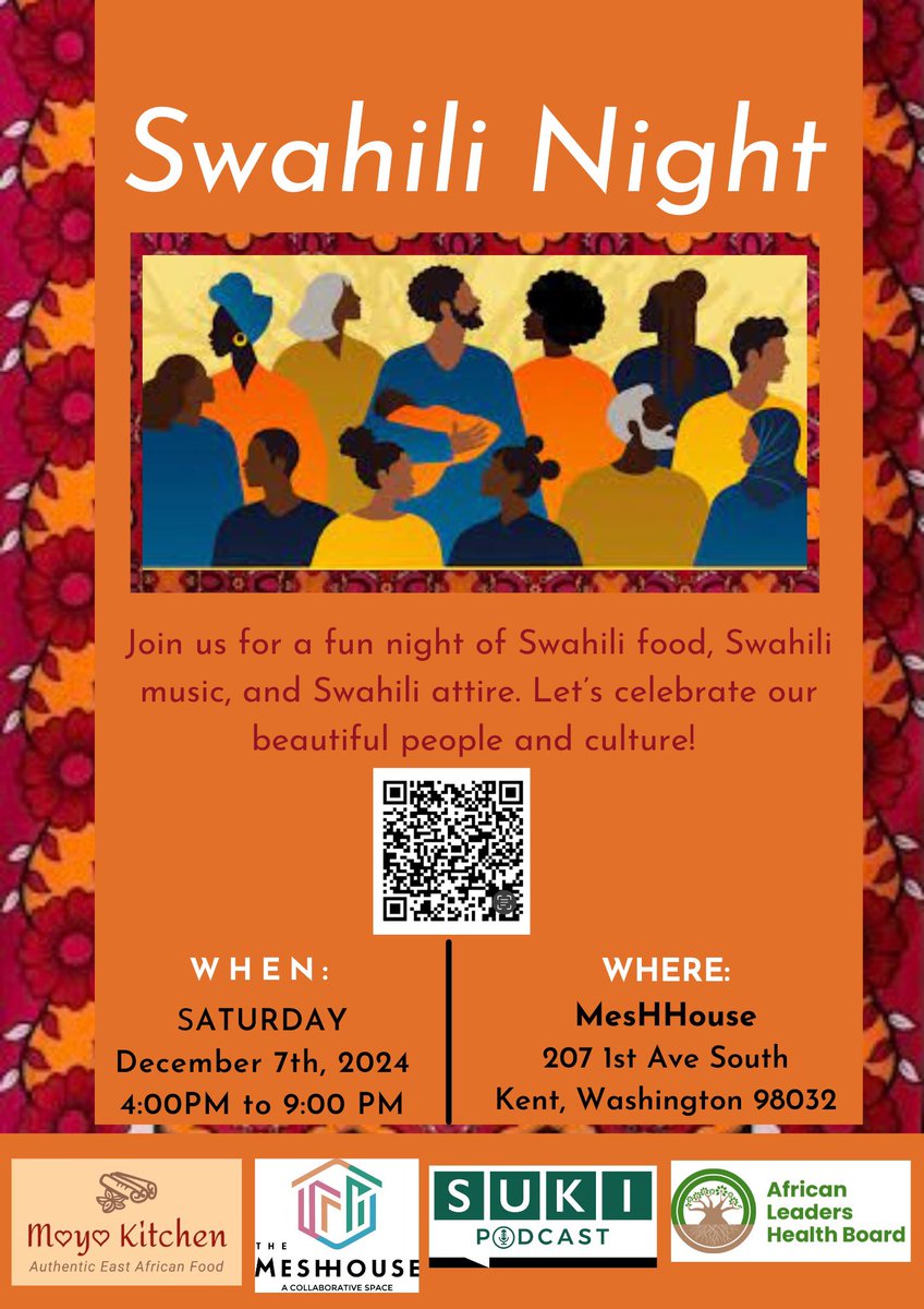 ALHealthBoard's tweet photo. We can’t wait to see you all at Swahili Night tomorrow. Join us from 4:00 - 7:00 PM for a celebration of Swahili food, music, and culture. 🇹🇿🇰🇪🇷🇼🇺🇬🇧🇮 https://t.co/qFEYQYhQAg