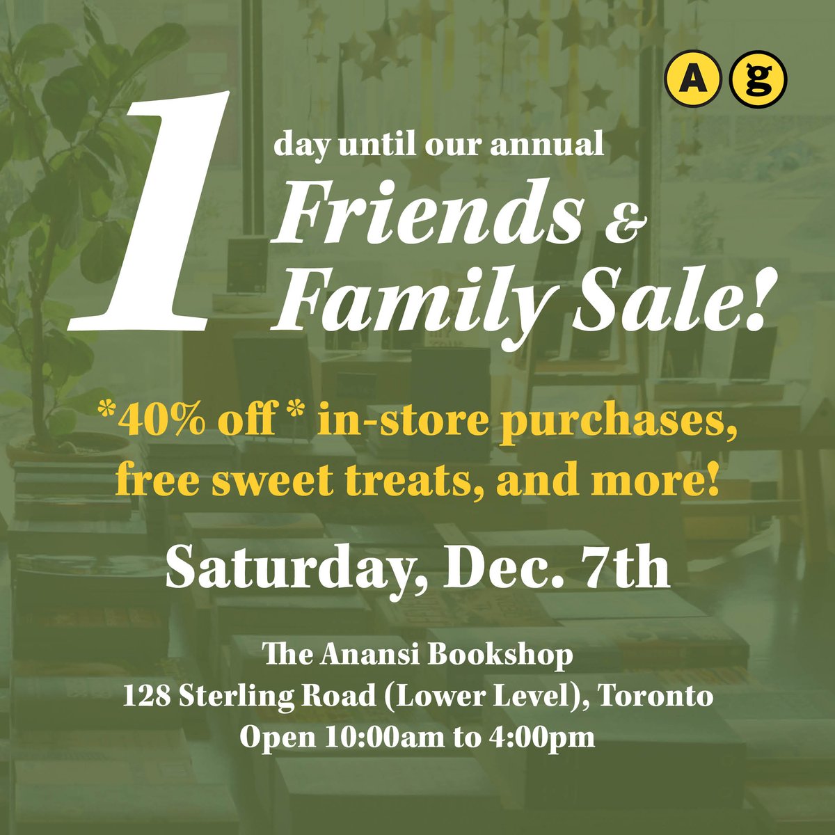 HouseofAnansi's tweet photo. ✨ A cozy holiday shopping event ✨
🎁 We're staying open an extra day this week for our Friends & Family Sale!
✅ 40% off all in-store purchases
✅ Hot cocoa
✅ Complimentary gift-wrapping
✅ Holiday Treats
#holidaysale #discount #storevent #toronto #blogTO https://t.co/w0H6CKEbwt