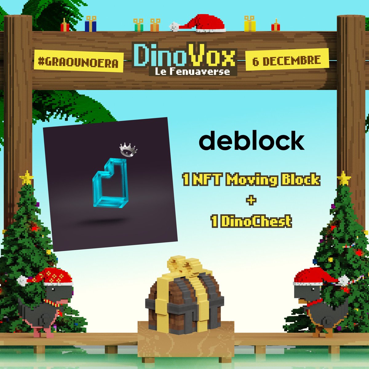 🎄Jour 6 du calendrier de l’Avent DinoVox🎄

Aujourd’hui, grâce à l’association entre <a href="/TheDinoVox/">DinoVox</a> et <a href="/DeblockApp/">Deblock</a>, ce n’est pas 1️⃣ mais 2️⃣ magnifiques cadeaux à remporter ! 🎅🏻💰

🎁 À gagner : 1 NFT #MovingBlocks <a href="/DeblockApp/">Deblock</a> vous permettant d’accéder au fameux plan NATIF + 1
