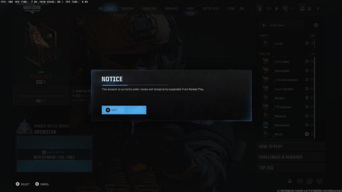 Sc3nik's tweet image. So I just got released from the realm and now I've been hit with this? I didn't even play last seasons of ranked. @Activision @ATVIAssist