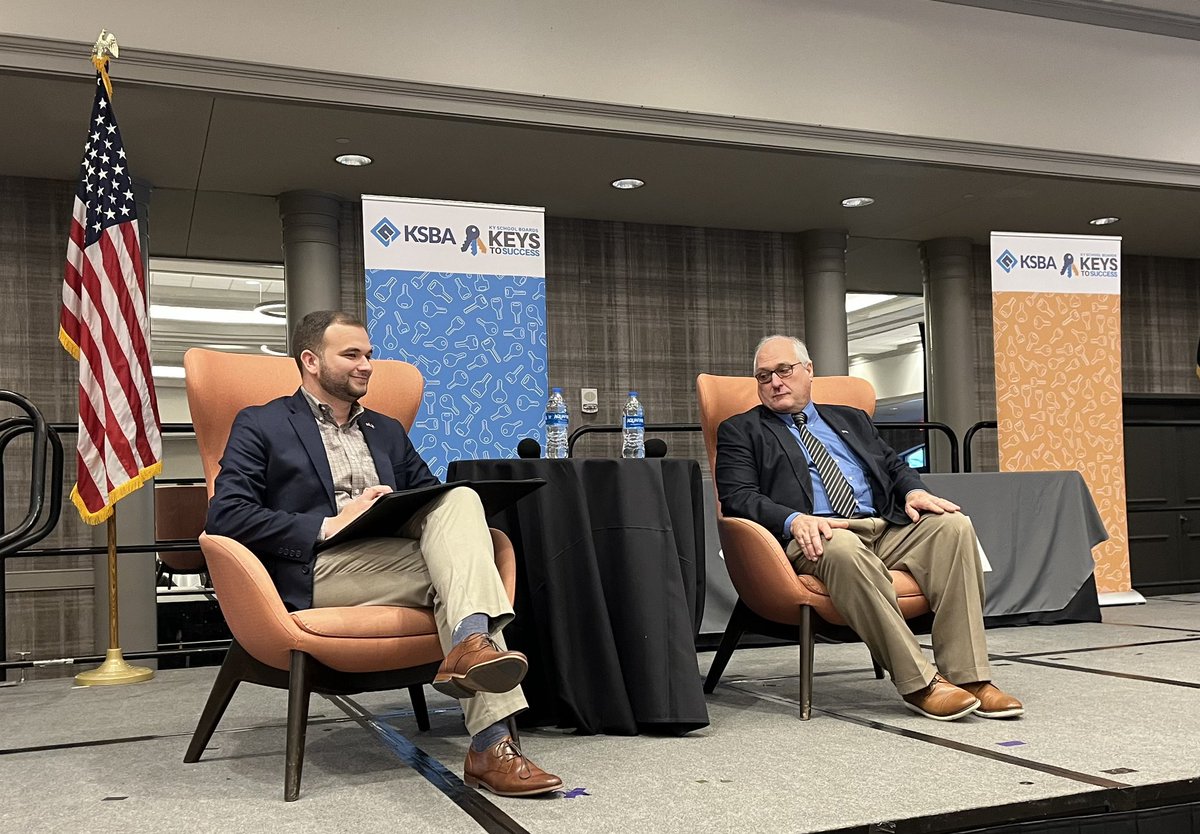 ksbanews's tweet photo. KSBA welcomes State Rep. @JamesATipton and rep.-elect, @KY_Payne, assistant principal for Career and Technical Education Henderson County High School to #KSBAWinter 24 for a discussion education and preview of #KYGA25. https://t.co/nQlUnllvMG