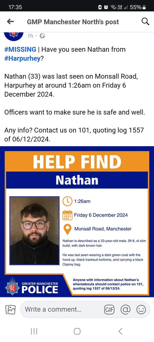 tonyryan45's tweet photo. Anyone seen Nathan let's get him found ASAP he's a top lad played football for @FCMilton1947 for years https://t.co/UuTQDnC56O