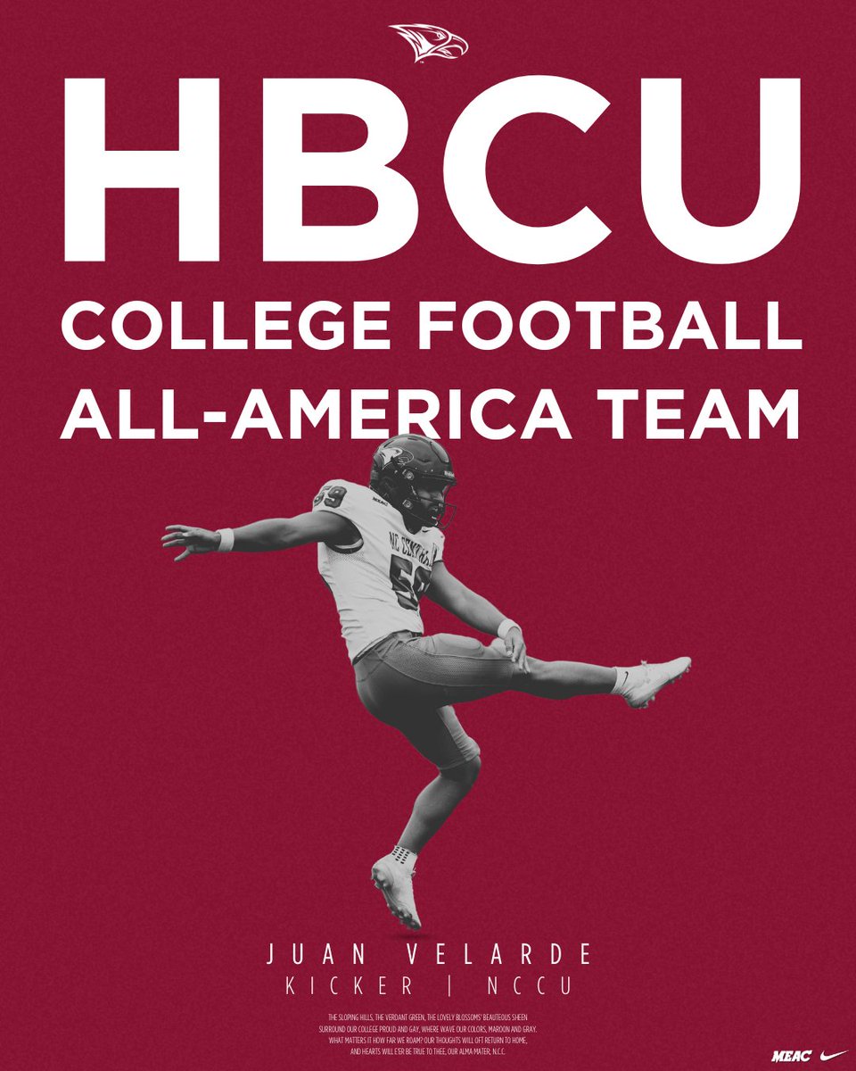 NCCUAthletics's tweet photo. Congratulations to Juan Velarde and Trevon Humphrey on being named to the HBCU College Football All-America Team! 🦅

#NCCUFootball #NCCUAthletics #CultureOverScheme #BeGreat https://t.co/8jXd4ONTR3
