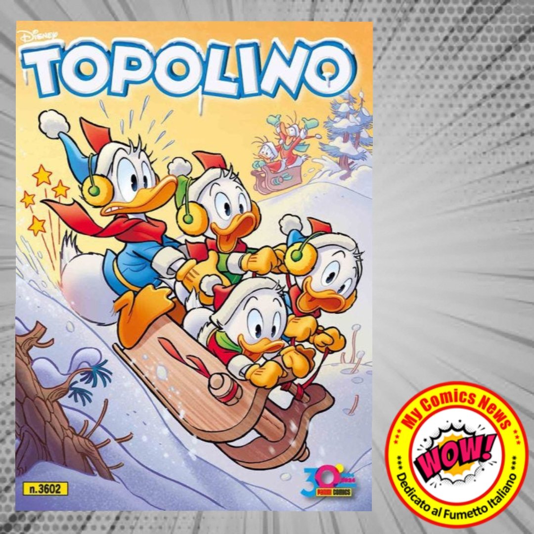 #Edicola
'TOPOLINO' 3602 – Bellissima Cover a tema invernale con Paperino e i nipotini per il Numero di questa settimana, che è disponibile anche (a scelta) con gli esclusivi Puzzle dedicati al Natale da 500 pezzi firmati Clementoni, già allegati nel 2022 e nel 2023 (a 9,90).