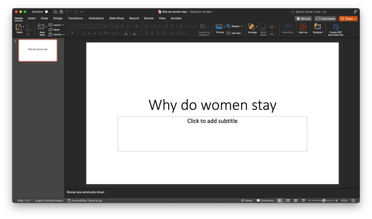 I found a talk I never wrote and it only has one slide. It was going to be about why women should stay in academia. I never got past my starting question and that says too much. 😂