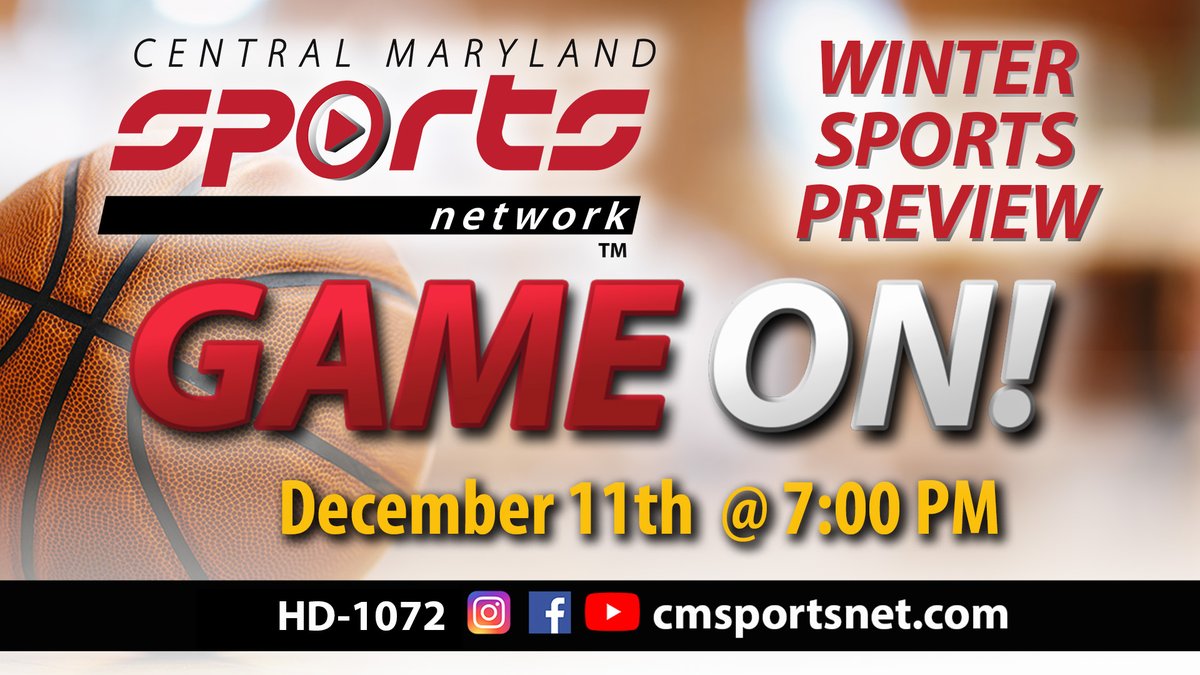 Don't miss #CMSportsNet's Winter Sports Preview Show. Join Pat Stoetzer for a special episode of GAME ON as we prepare for a brand new season of sports action in Carroll County. December 11th at 7PM