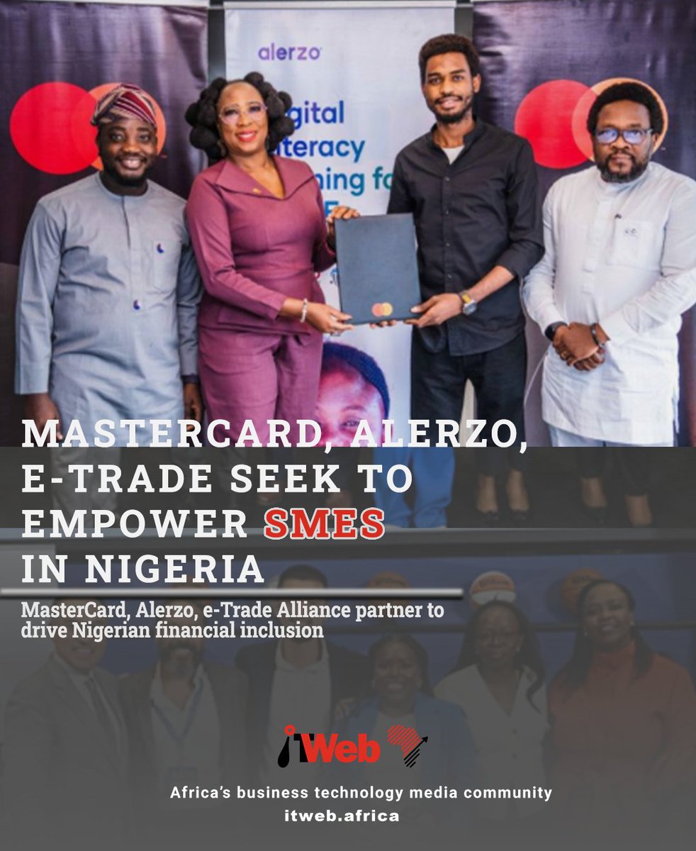 ITWebAfrica's tweet image. MasterCard this week has teamed with Alerzo and the USAID-funded e-Trade Alliance to increase the financial inclusion of 10,000 micro, small and Medium-sized enterprises (MSMEs) in Nigeria. itweb.africa/content/rxP3jM… #african #accelerator #nba