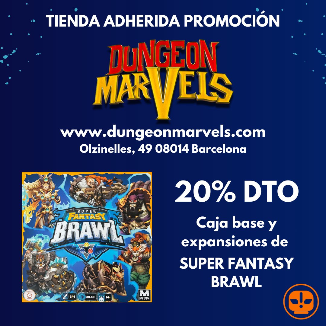 🟠 ¡Caja base y expansiones de #SuperfantasyBRAWL 20% DTO!
 Otra tienda adherida a la campaña: <a href="/DungeonMarvels/">Dungeon Marvels</a>  
 💻 Tienda online: dungeonmarvels.com
 📌 Tienda física: Olzinelles, 49 08014 Barcelona 
 ¡Corred insensatos! 😆😆

x.com/Ingenio_Games/…