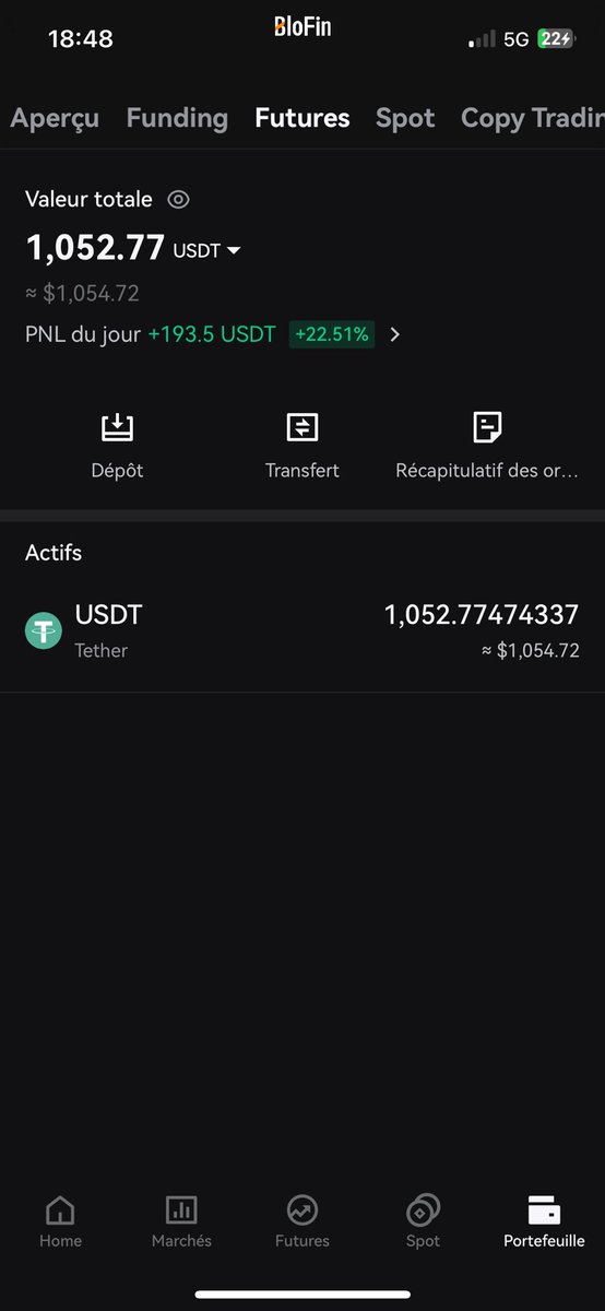 JohnBostad's tweet photo. Avec le dernier trade d’aujourd’hui je suis aujourd’hui à plus de 1000$USDT c’est incroyable https://t.co/EIxD4WbW0c