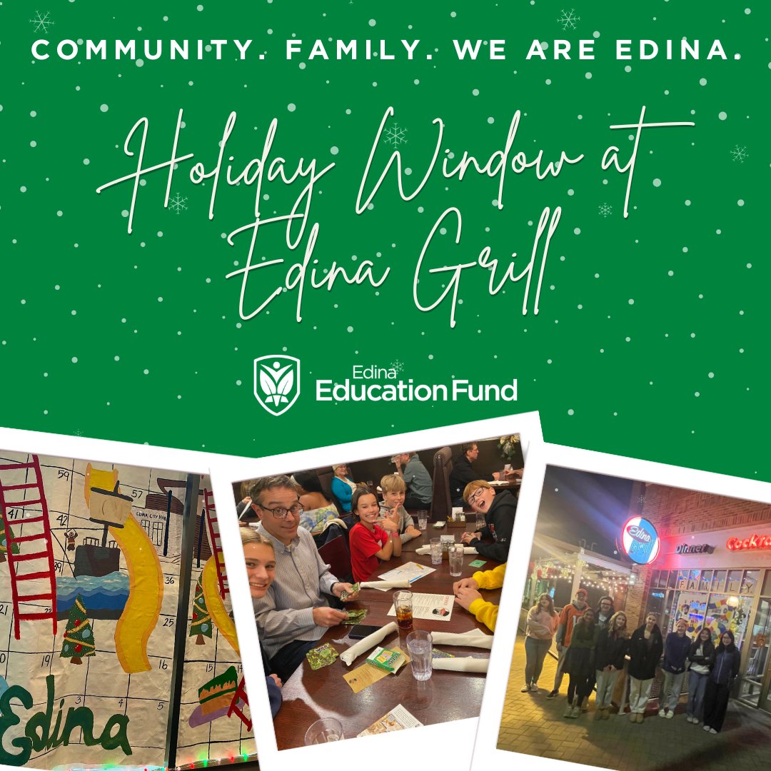 We are so excited that Edina High School students from the Ed Fund Student Board, the EHS Art Club and others created the window display at Edina Grill as part of 50th &amp; France’s Holiday Window Contest. We are Edina! Vote: tinyurl.com/holiday-windows #gohornets