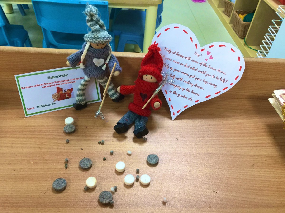 MonktonKG's tweet photo. Day 5 - Kindness Elves’ Challenge of the day: Little Owls received a special voucher in their drawers this morning to give to their grown ups at home. They encouraged the children to help out at home over the weekend. 🧸🧹🧼 #MonktonKindergarten https://t.co/e0feOceL4Q