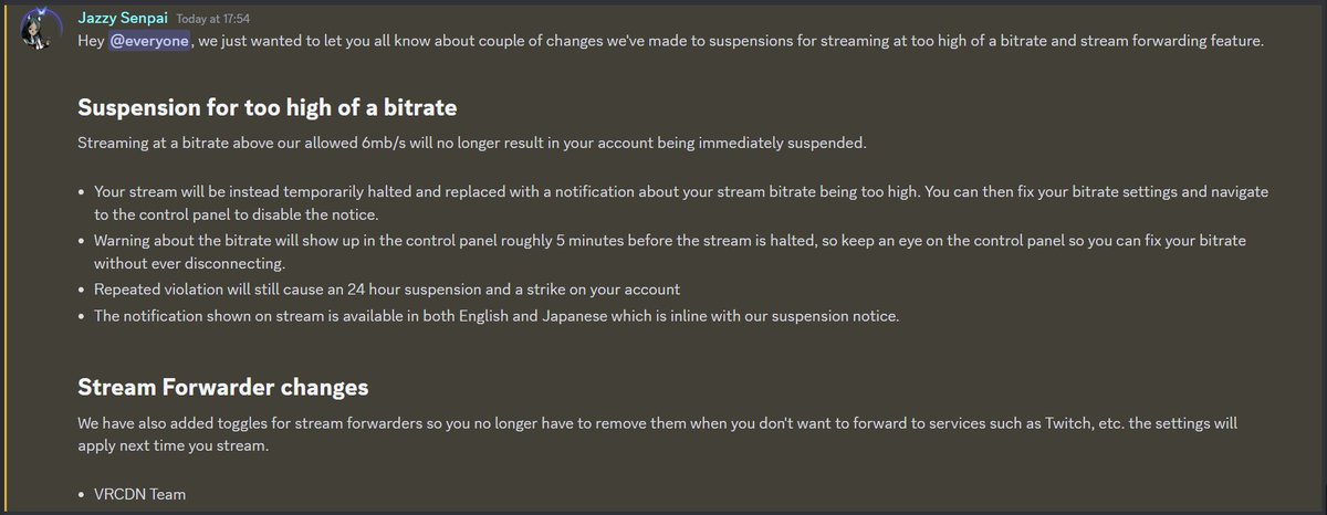 vrcdn's tweet image. We've made some changes to how our suspensions for bitrate works and to our stream forwarders. Read more below!