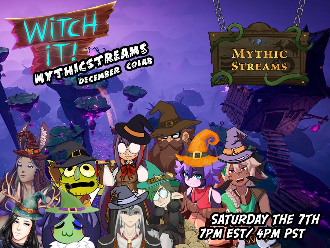 MythicStreams's tweet photo. The MythicStreams December Colab is TOMORROW!

The whole team will be getting together Saturday
Tune in to one of our channels at 7pm EST / 4Pm PST!

Everyone piles in to one game of Witch It one night only! https://t.co/nMAPyt9zOy