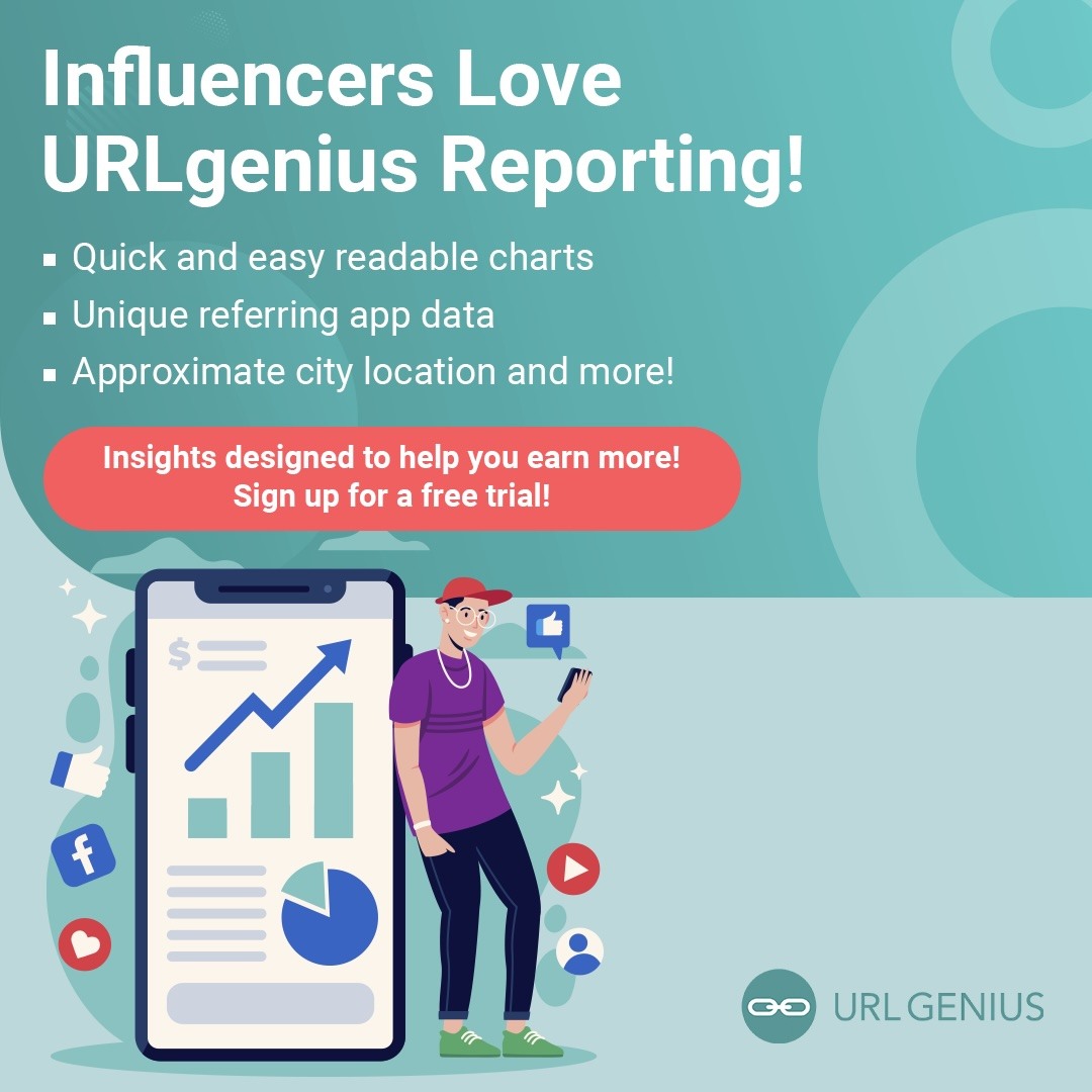 Learn why influencers love URLgenius reports! Our insights are designed to help you earn more. Our reporting will show quick and easy readable charts, unique referring app data, approximate city location and so much more! Sign up for a free trial!

hubs.li/Q02-LB2j0