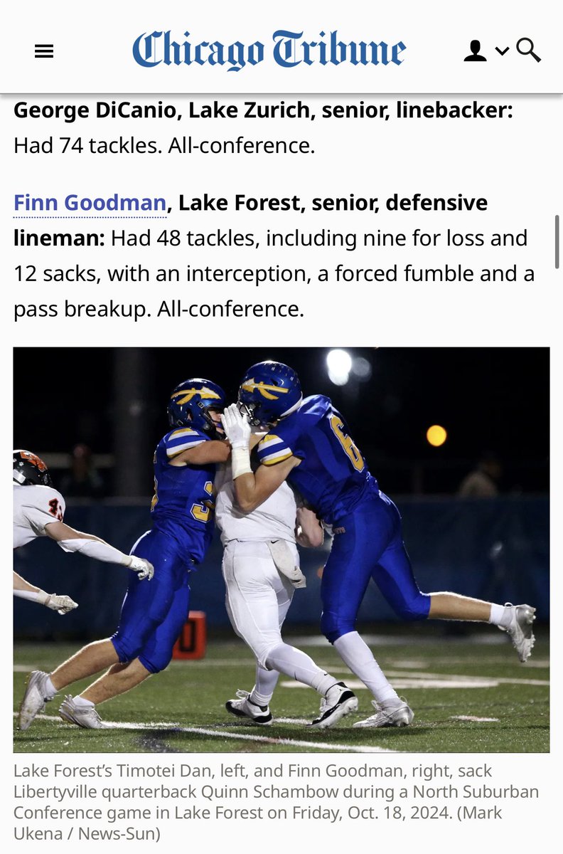 Blessed to be named First Team All-Area by <a href="/chicagotribune/">Chicago Tribune</a>!