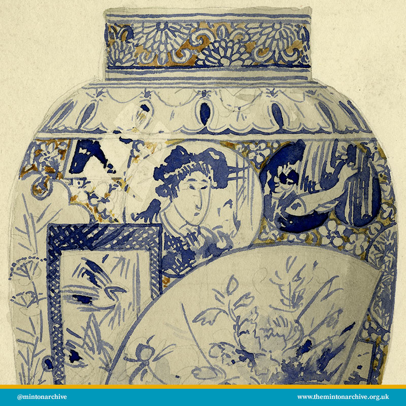 MintonArchive's tweet image. December's Folio Friday is a bit of a special one as it features a previously unseen artwork connected to the Hizen Vase - an item we've mentioned multiple times on the blog. Check out the hi-res zoomable artwork + links to our previous Hizen encounters: themintonarchive.org.uk/folio-friday-d…