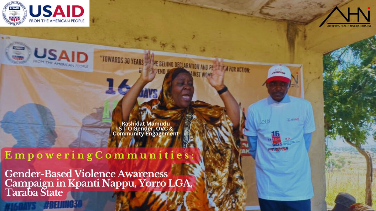 AHNiHQ's tweet photo. As part of the 16 Days of Activism against GBV, AHNi led a powerful GBV awareness campaign in Kpanti Nappu,Yorro LGA Taraba State. The initiative engaged the community in conversations about preventing GBV &amp; supporting survivors.#EndGBV #16DaysOfActivism #SupportSurvivors @USAID https://t.co/lvOoM0nYHF