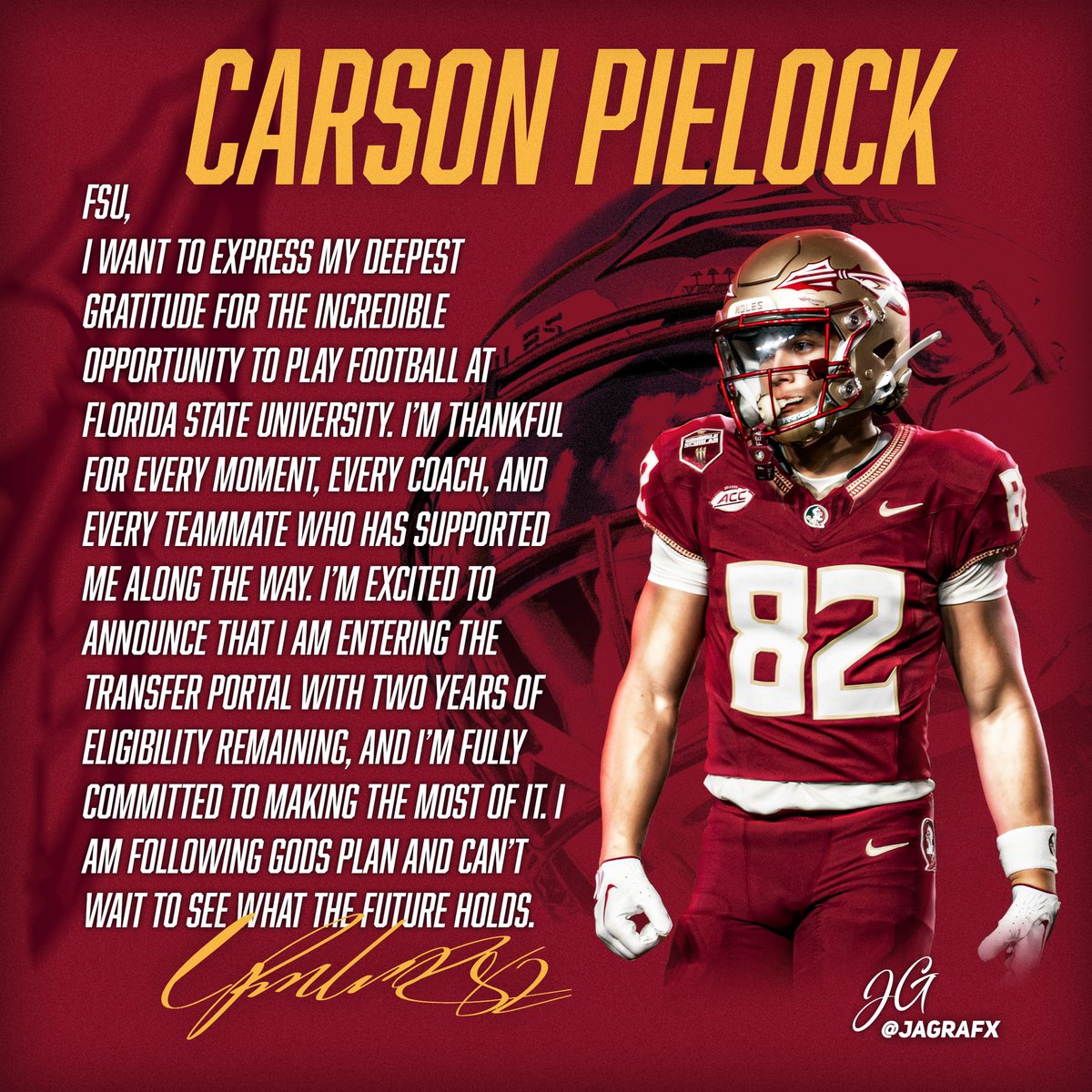 FSU, thank you for everything! I will be entering the TRANSFER PORTAL with 2 years of eligibility remaining.

Film available