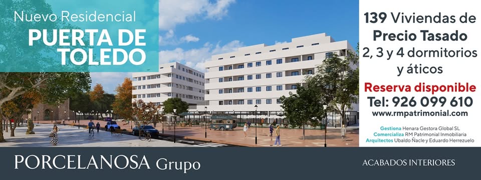 Residencial  𝐏𝐔𝐄𝐑𝐓𝐀 𝐃𝐄 𝐓𝐎𝐋𝐄𝐃𝐎 𝟏𝟑𝟗 Viviendas 𝐏𝐫𝐞𝐜𝐢𝐨 𝐓𝐚𝐬𝐚𝐝𝐨 2, 3 y 4 dormitorios y áticos Reserva disponible 𝐓𝐞𝐥. 𝟗𝟐𝟔 𝟎𝟗𝟗 𝟔𝟏𝟎  rmpatrimonial.com
