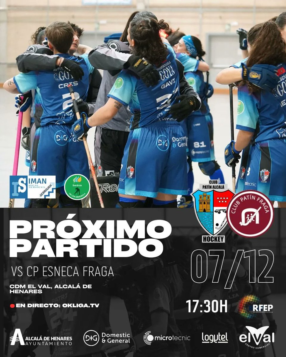 AlcalaHockey's tweet photo. 🅾🅺 🅻🅸🅶🅰 🅸🅱🅴🆁🅳🆁🅾🅻🅰||  Último partido del año en casa
🆚 @clubpatinfraga
🗓 Sabado 7 Diciembre
🕒 17:30 Horas
🏟 Ciudad Deportiva Municipal El Val 
🏆 Ok Liga Iberdrola | Jornada 9
📺 Ok Liga tv
🎥 @telemadrid

@aytoalcalah @alcalaesdeporte https://t.co/UWqs2M8ayX