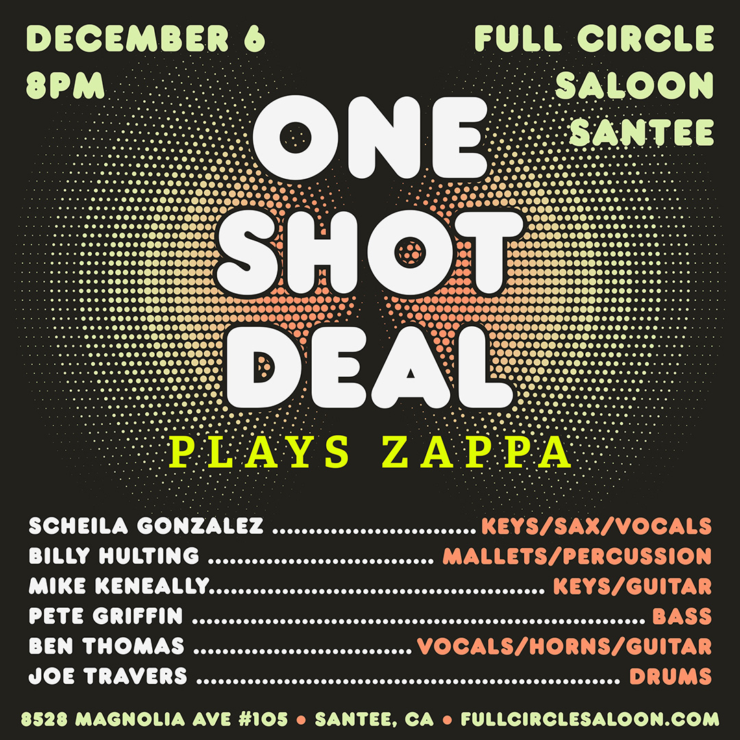 San Diego people! THIS HAPPENS TONIGHT!!

The show is 8:30-12:30. A lot of Zappa music!