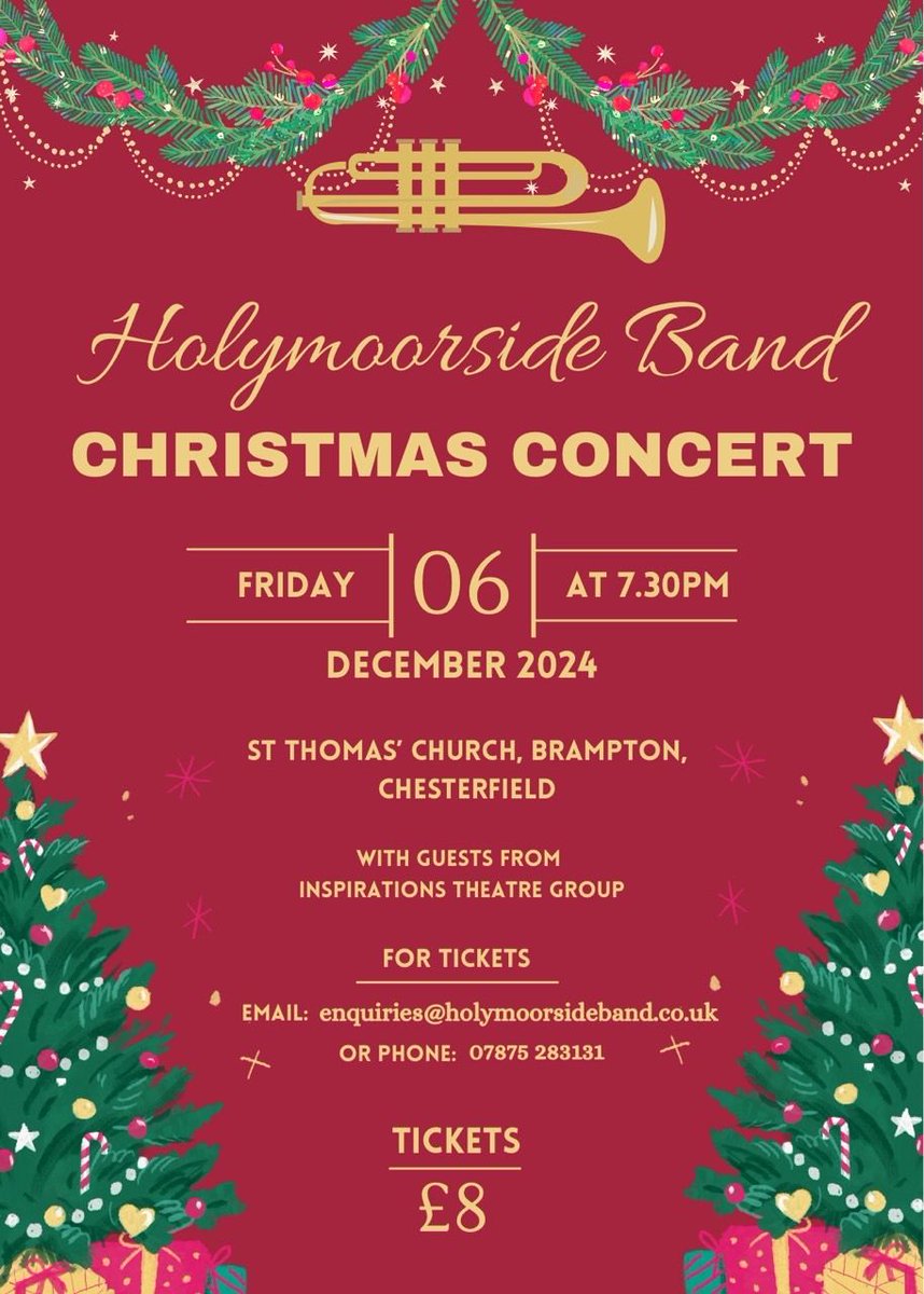 🎄Annual Christmas Concert TONIGHT🎄
We are so looking forward to joining Holymoorside Band for their annual Christmas concert this evening. We hope to see you there!