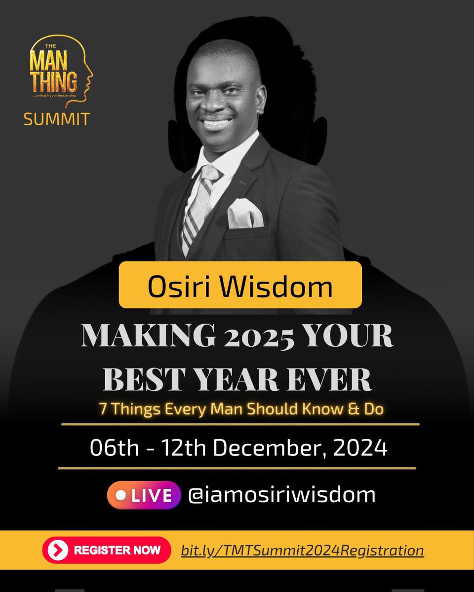 OsiriWisdom's tweet photo. HOW TO MAKE 2025 YOUR BEST YEAR EVER. 

7 Days of Wisdom For Profitable Positioning in 2025. 

Join us 9pm tonight on Instagram @iamosiriwisdom 

#OsiriWisdom #Wisdomshift #TheManThing #2025Wisdom https://t.co/6slhjUaMBH