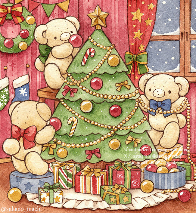 sakano_machi's tweet image. \ 🎄HAPPY HOLIDAYS🌟 / #透明水彩