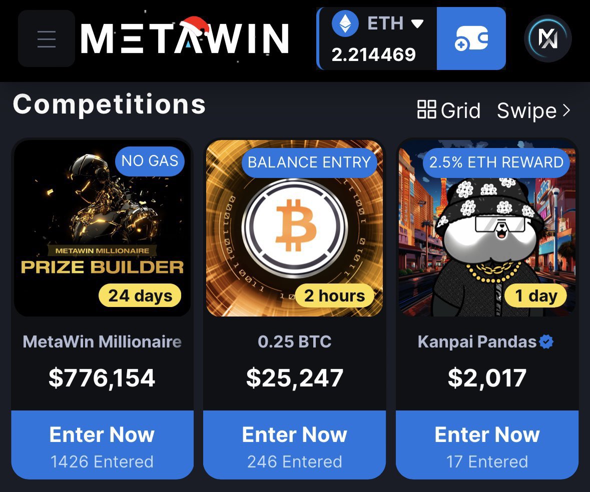 Reminder that somebody is going to win 1/4 of a $BTC on <a href="/Meta_Winners/">METAWIN</a> in 2 hours, go get your entries! 👀

If $25 is not too small for u to enter the raffle, comment  your ETH address below!