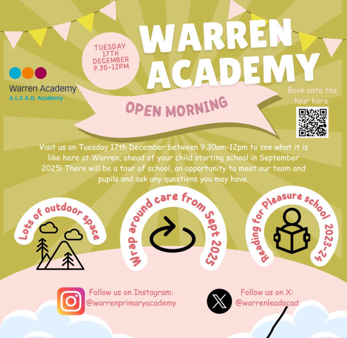 If you are looking for a place for your child for September 2025, come and see what we get up to at Warren. We are holding an open morning on Tuesday 17th December! Book via the QR code or contacting our school office!