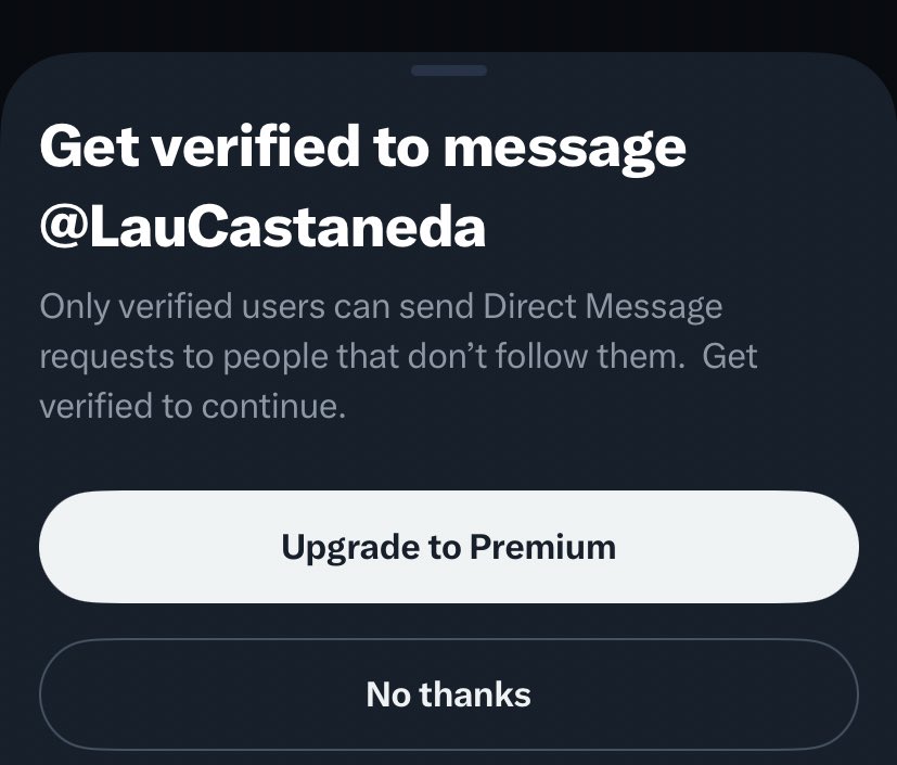 ameliafd96's tweet photo. @LauCastaneda Con las nuevas políticas de X, solo permite DM entre follower y following. Si pudieras darme follow, te escribiría directamente o maybe es más fácil  a través de IG mi user es Ameliafd96. https://t.co/k281nS1rHF
