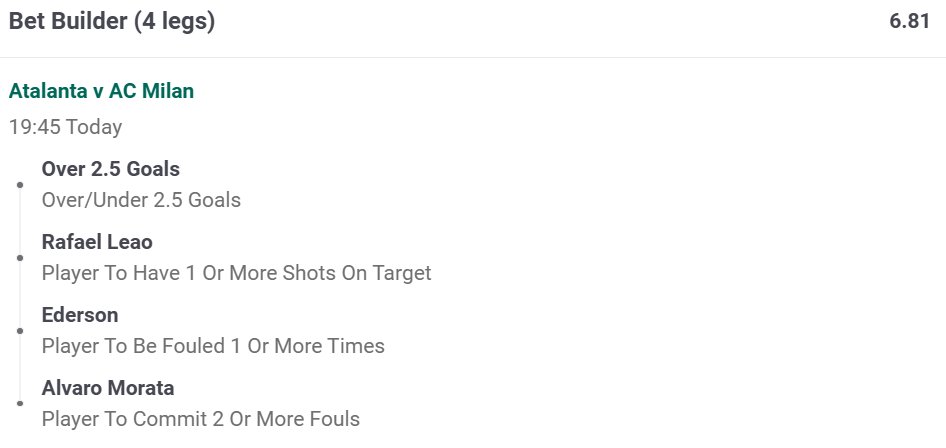 OddsOracleBets's tweet image. ⚽ Friday Bet Builders  

⏳First KO: 19:45 BST

1u stake 
👉 Atlanta v Milan @ 6.81
👉 Celta Vigo v Mallorca @ 3.95

0.5u stake
🔥 Combined @ 26.95