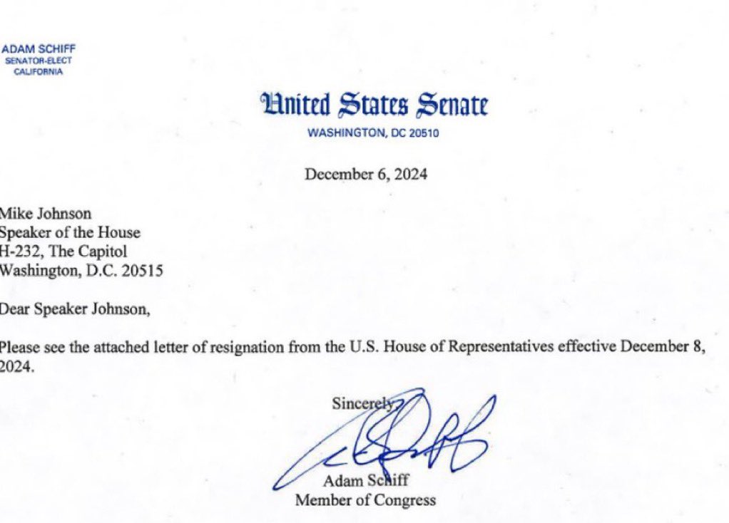 DerrickEvans4WV's tweet image. 👀🚨 BREAKING: Democrat Adam Schiff has RESIGNED from the US House effective immediately.