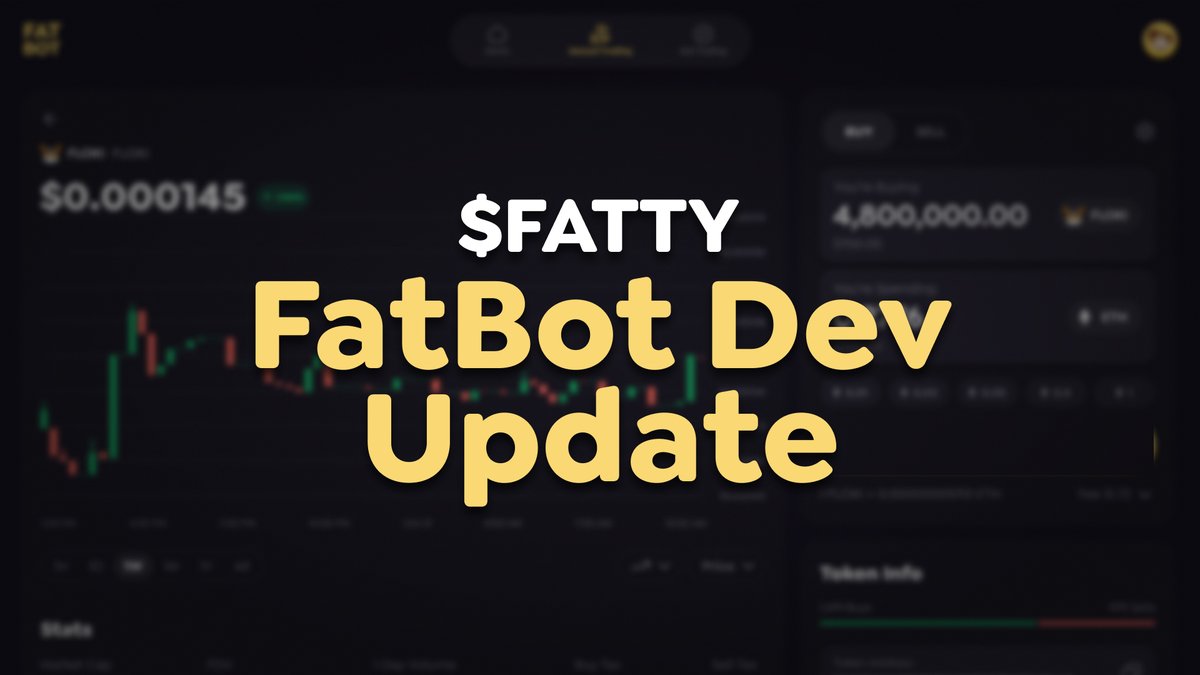 🚀 #FatBot Development Update

Big things are happening in the world of $FATTY Ecosystem! Here’s a quick update on what’s in progress and what’s coming next:

🛠 In Progress:
• Backend: Token detail pages, hot token tracking, revenue simulations, quick buy, referral system,