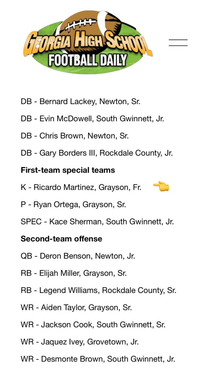 First team all region 6A <a href="/grayson_fb/">Grayson Football</a>