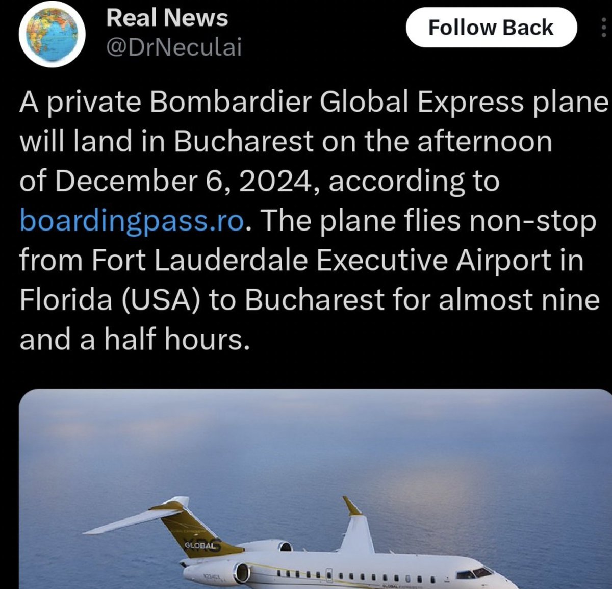What a coincidence !!!
🇷🇴 A private jet from Florida (USA) landed in Romania minutes before the Constitutional Court canceled the elections  There are rumors that the Biden administration pushed the judges into canceling the elections which Călin Georgescu would have won

Reminds
