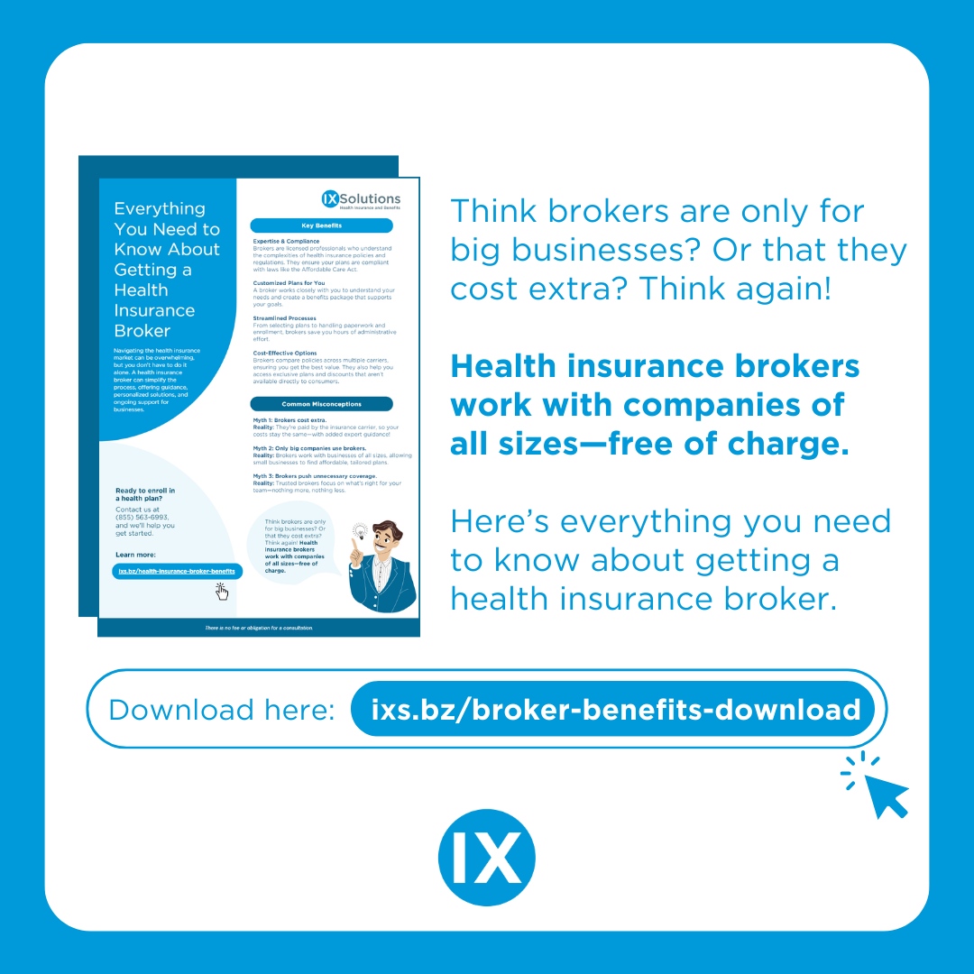 ixshealth's tweet image. We've created a guide detailing everything you need to know about getting a health insurance broker: ixs.bz/broker-benefit…

#IXSolutions #healthinsurance #employeebenefits