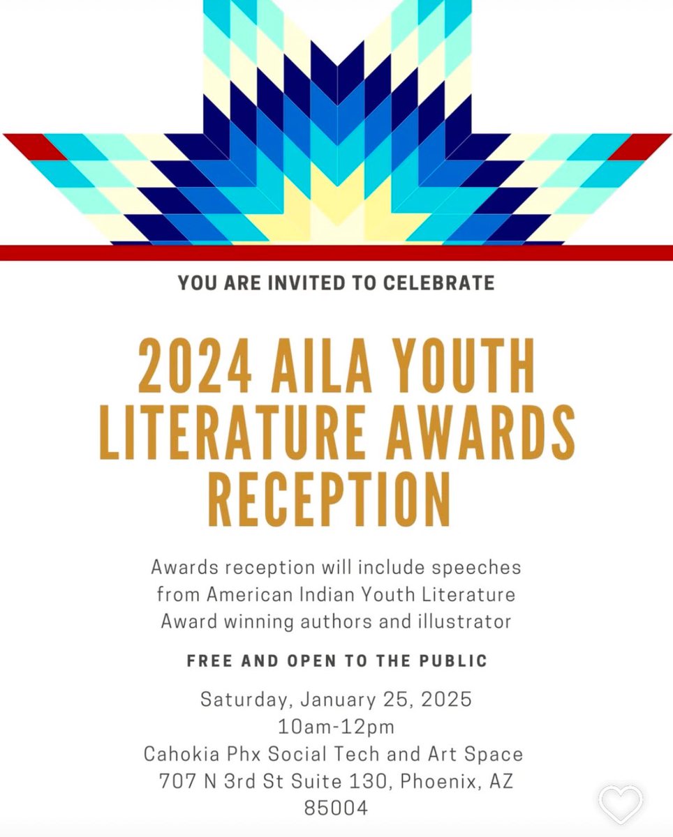DanielVandever's tweet image. Gonna be attending with my family to celebrate this group of amazing creatives. This year’s reception is open to the community’s #AIYLA # AILA #NativeKidLit