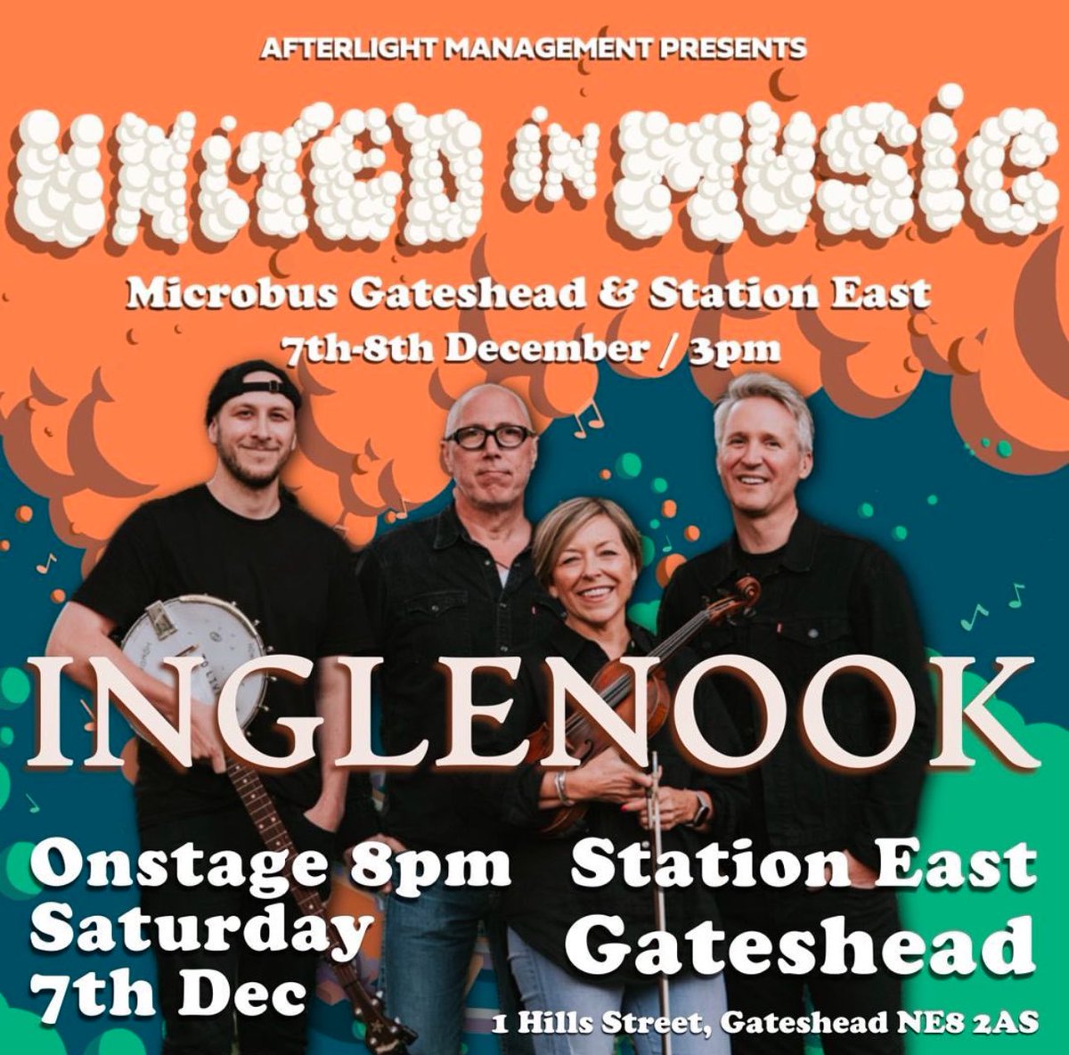 Inglenook folk band (@inglenook_folk) on Twitter photo This is going to be a cracking (day and) night at @MicrobusG & <a href="/StationEastGH/">Station East</a>. United in Music by <a href="/afterlight_mgmt/">Afterlight Management</a> tomorrow & Sunday, 7th & 8th December.
Get yourselves there, weāll be on Saturday at 8:30, playing all the bangers. Get your tickets here: offaxisgigs.com/product/united⦠This is going to be a cracking (day and) night at @MicrobusG & <a href="/StationEastGH/">Station East</a>. United in Music by <a href="/afterlight_mgmt/">Afterlight Management</a> tomorrow & Sunday, 7th & 8th December.
Get yourselves there, weāll be on Saturday at 8:30, playing all the bangers. Get your tickets here: offaxisgigs.com/product/unitedā¦