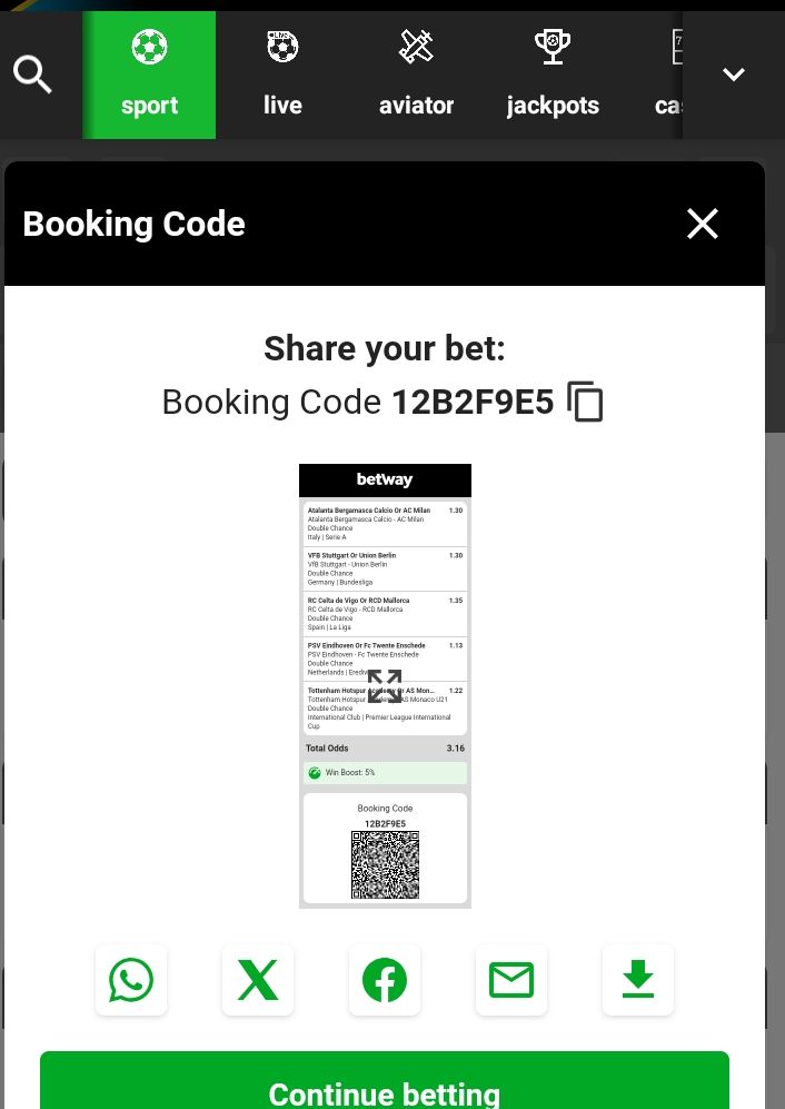 free 3 odds 🎉🎉🔥🔥
Booking code
💥Betway code 12B2F9E5
💥 SportyBet code and Betpawa code👇