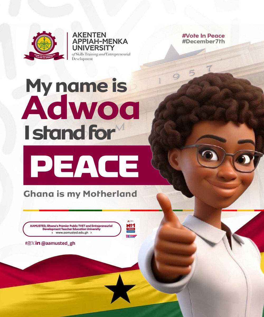 hawking_glow's tweet photo. We stand for PEACE 🇬🇭
Y3 p3 Asomdwoe3
Pick your name and share!👍
#VoteInPeace
#NoVoilence
#Peace4Ghana
#Election2024
#December7th
1/7 https://t.co/9wRET8oGsy