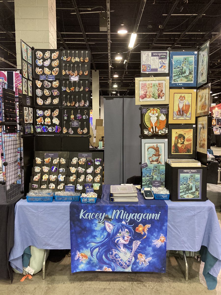 First day at MFF! Find me at table C15 in the Dealers Den! I also have art in the Art Show! 🎨🖌️