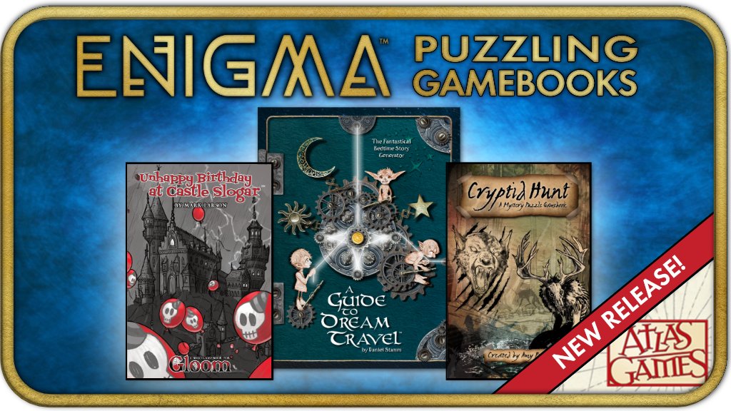 atlasgames's tweet photo. Get YOUR Puzzling Gamebooks for Xmas Delivery!: JUST RELEASED! Order your Enigma gamebooks RIGHT NOW for Christmas delivery in the US! Each book is an interactive story that lets you solve puzzles to progress. They're addictively immersive, drawing you… https://t.co/1TbPp2BGDG https://t.co/ULJruk3roK