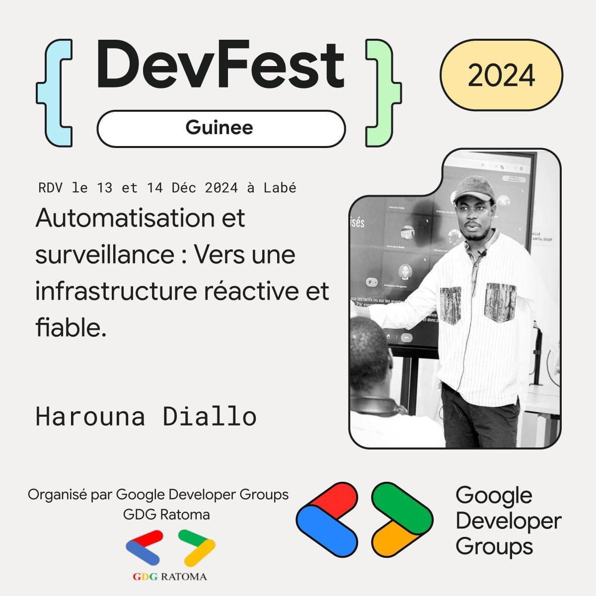 harouna_gn's tweet image. Du 13 au 14 Décembre je serai au devfest avec @gdgratoma 

Rejoins-moi pour un moment d’échange et de pratique autour de ces sujets.

#DevFestGuinée #GDGRatoma #InnovationTech
