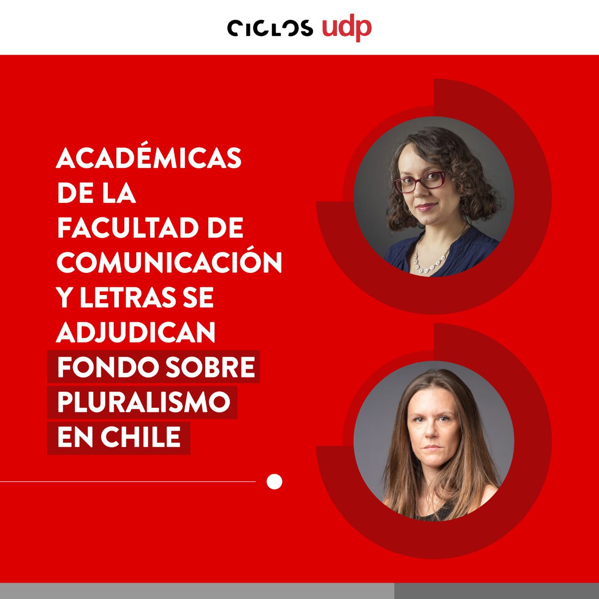 Ciclos_udp's tweet photo. Dos proyectos de investigación liderados por académicas de la Facultad de @comyletrasudp de la Universidad Diego Portales fueron seleccionados para ser financiados en el marco del  Concurso del Fondo de Estudios sobre el Pluralismo en el Sistema Informativo Nacional. https://t.co/ejkVzPYyTt