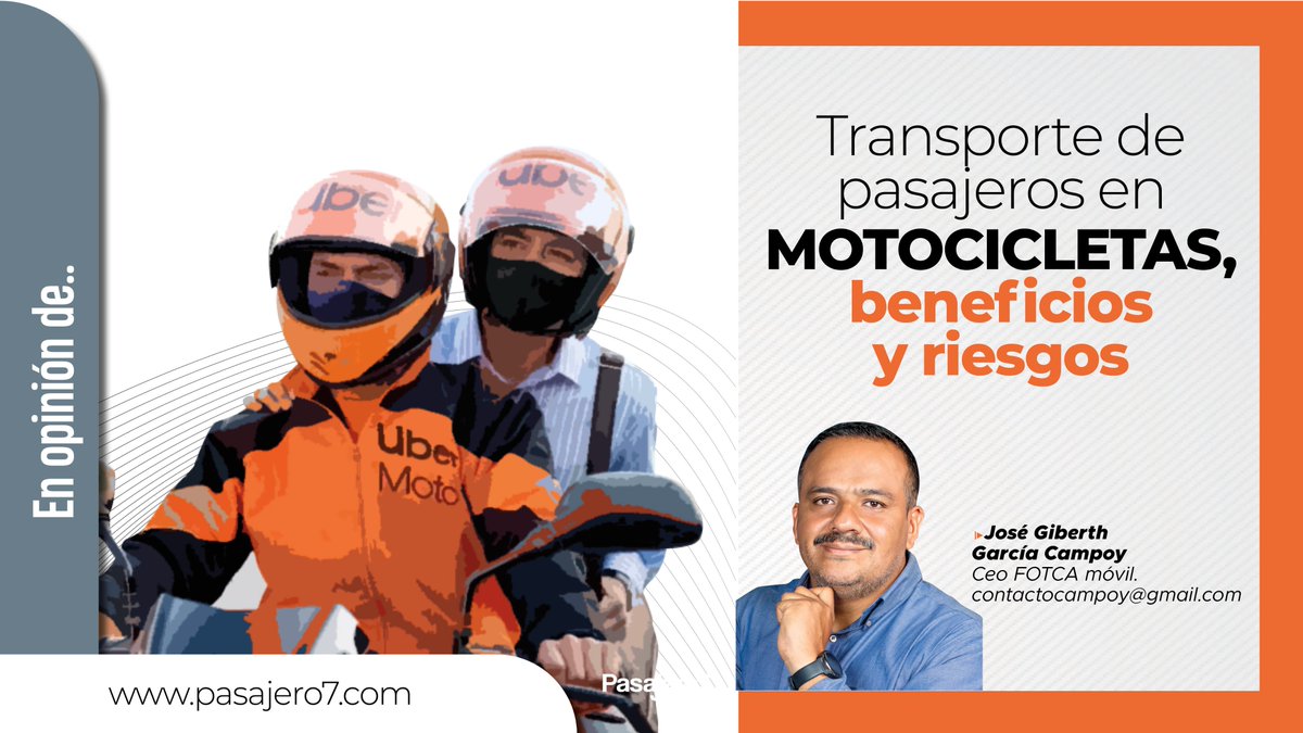 ⭕️🏍  José Giberth nos invita a reflexionar en cómo el #transporte en #motocicleta de pasajeros, está ganando terreno en la Ciudad de México sin que sea regulado, pese a los riesgos que conlleva.

#Lee: acortar.link/hXOeg3

<a href="/FOTCA_MX/">FOTCA</a>  #SeguridadVial #MovilidadSegura