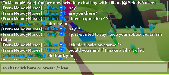 watermelonloard's tweet photo. @redroseyviper Beware of melodymusee (Liliana), this person is still approaching people trying to get access to their account through their avatars. This person may be targeting specific individuals as I was in a game with no players for testing purposes. https://t.co/IXIrvJAe2y