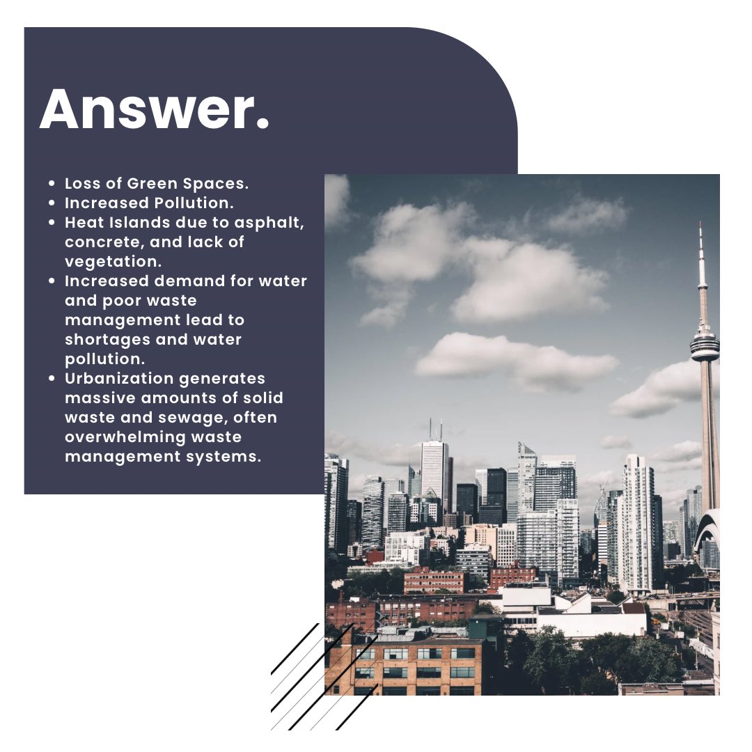 ItsEarthava's tweet image. In our last post we asked a question about how does urbanization affect our environment here is what you need to know.

Urbanization affects the environment by leading to habitat loss, increased pollution, and resource depletion.